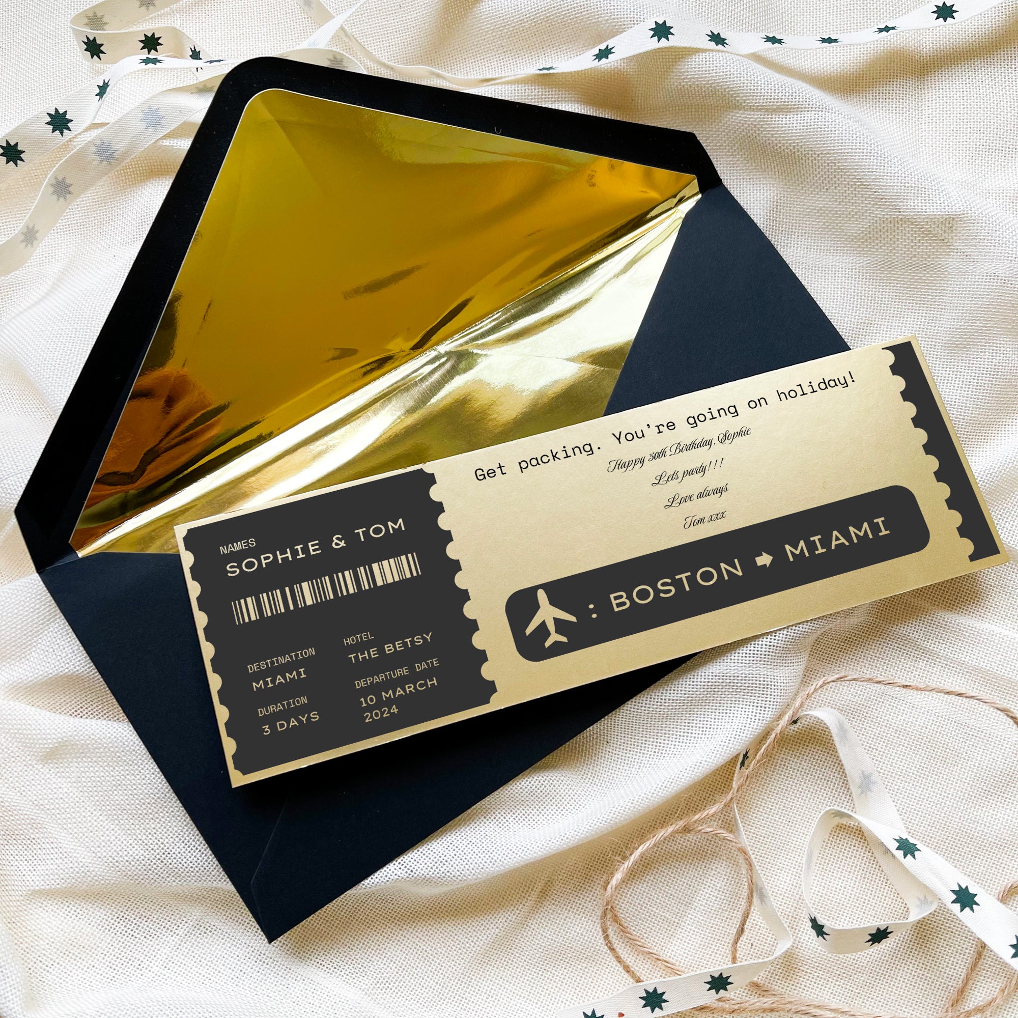 Personalised Travel Boarding Pass Birthday Gift