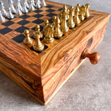 Luxury Olive Wood Chess Board with Chess Pieces