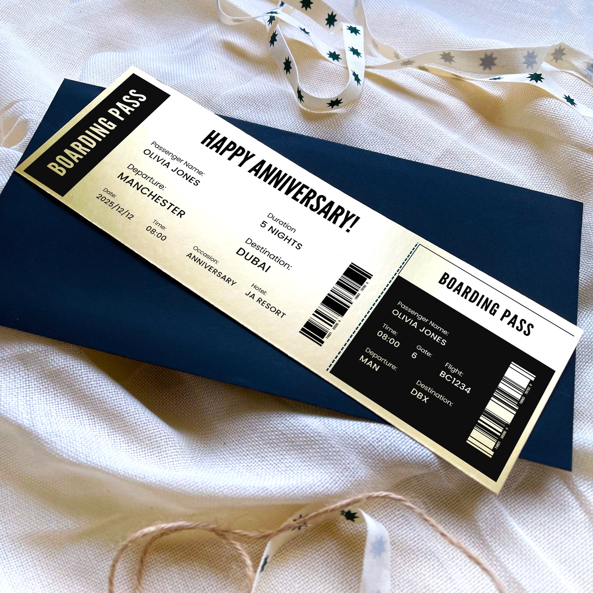 Personalised Travel Boarding Pass Ticket