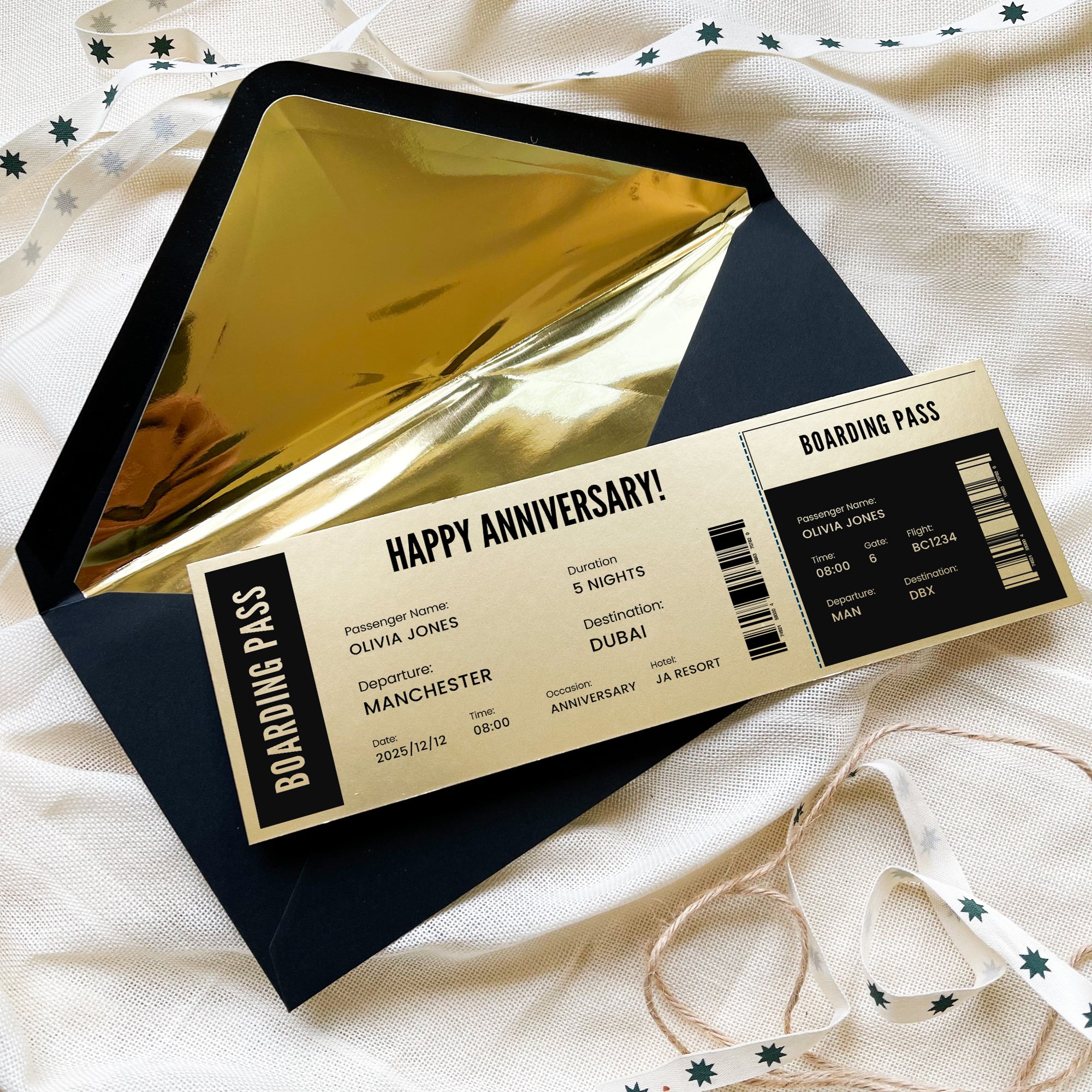 Personalised Travel Boarding Pass Ticket