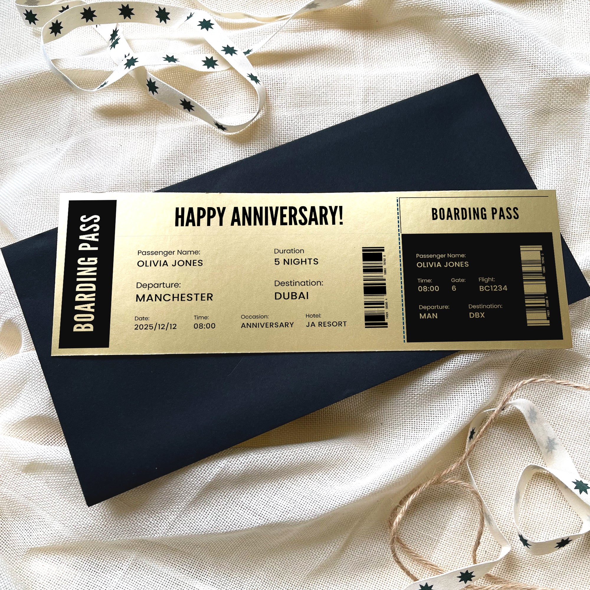 Personalised Travel Boarding Pass Ticket