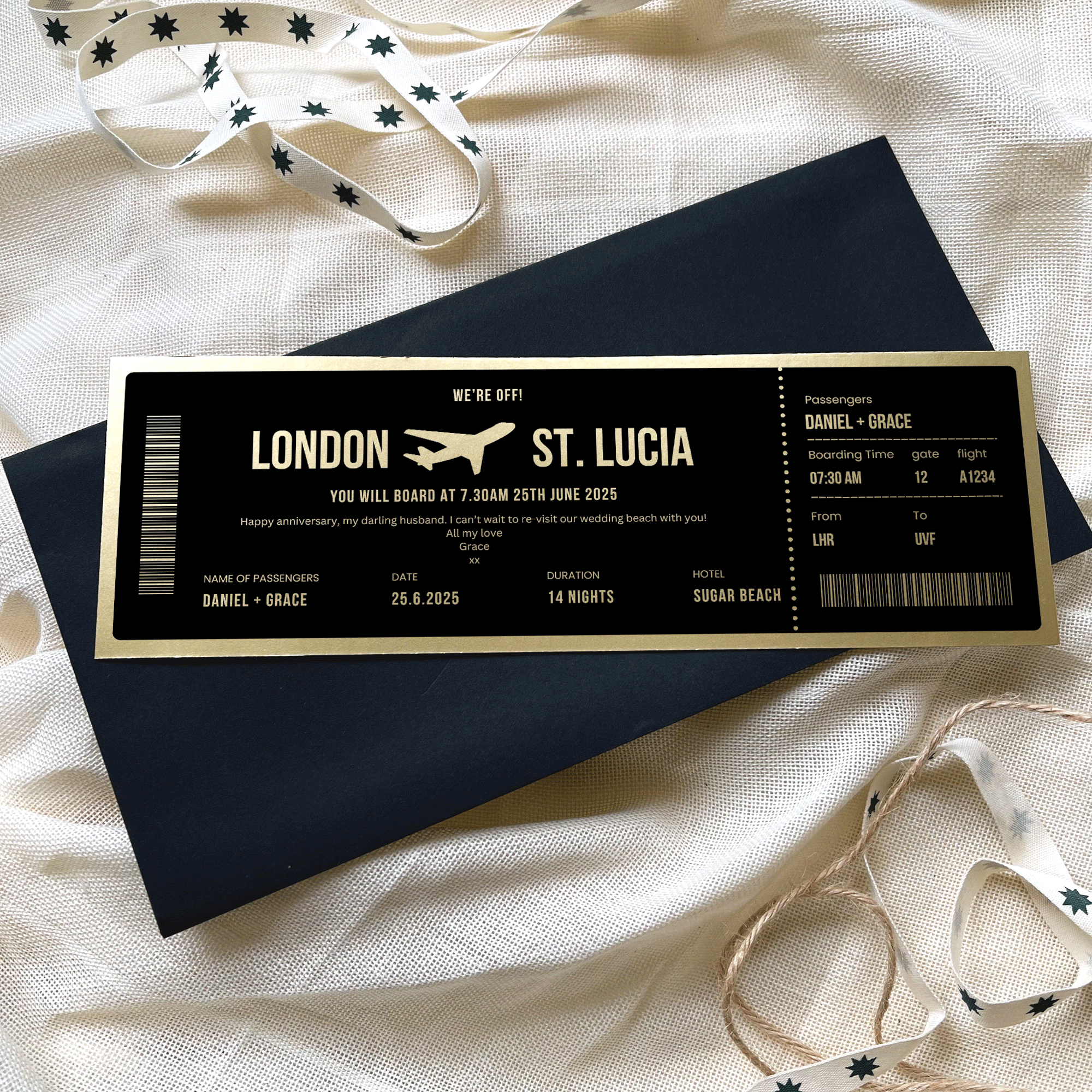Personalised Travel Boarding Pass Birthday Gift