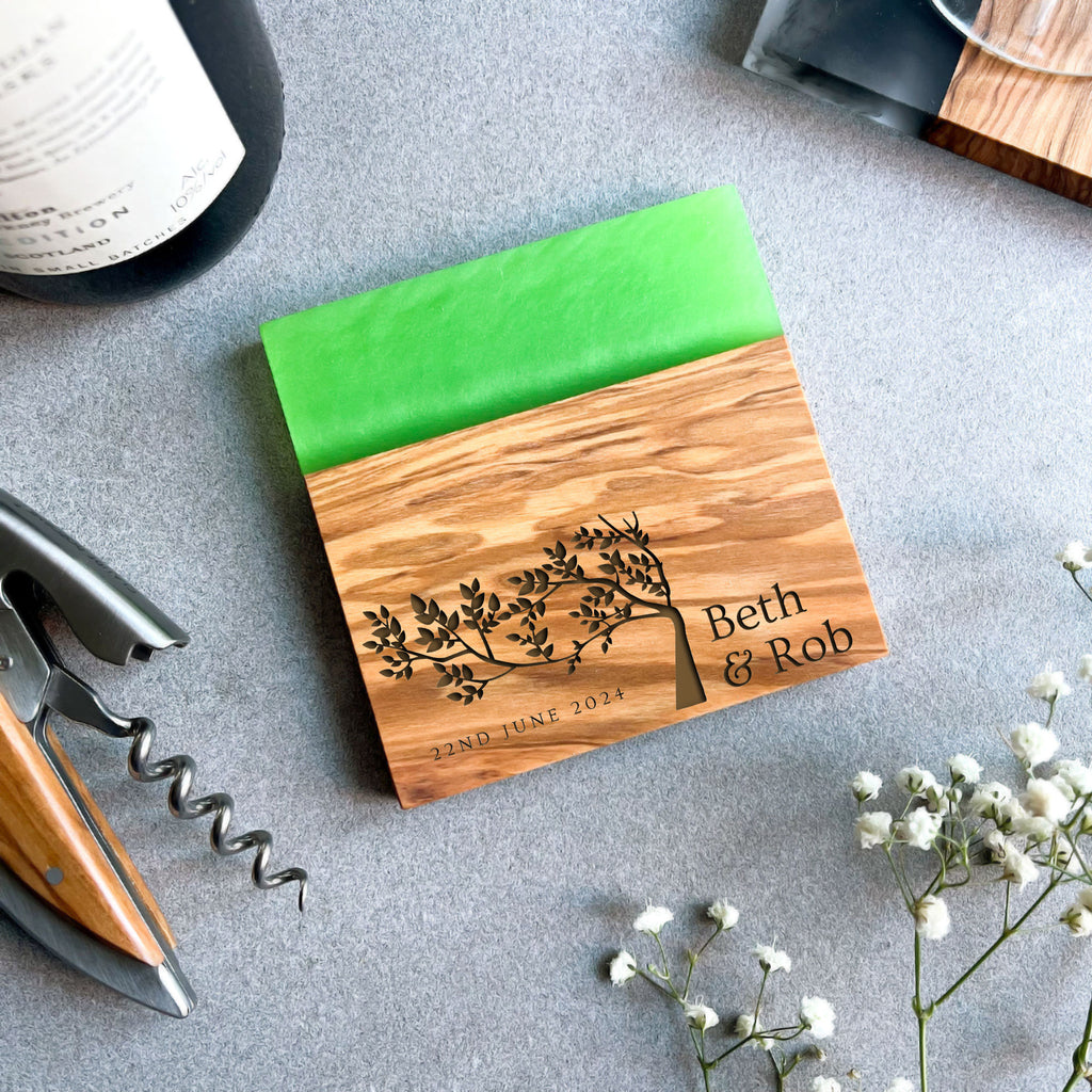 Personalised Olive Wood Drinks Coaster