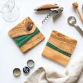 Handmade Olive Wood & Resin Drinks Coasters