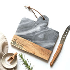 Your Own Logo Engraved Grey Marble & Acacia Board
