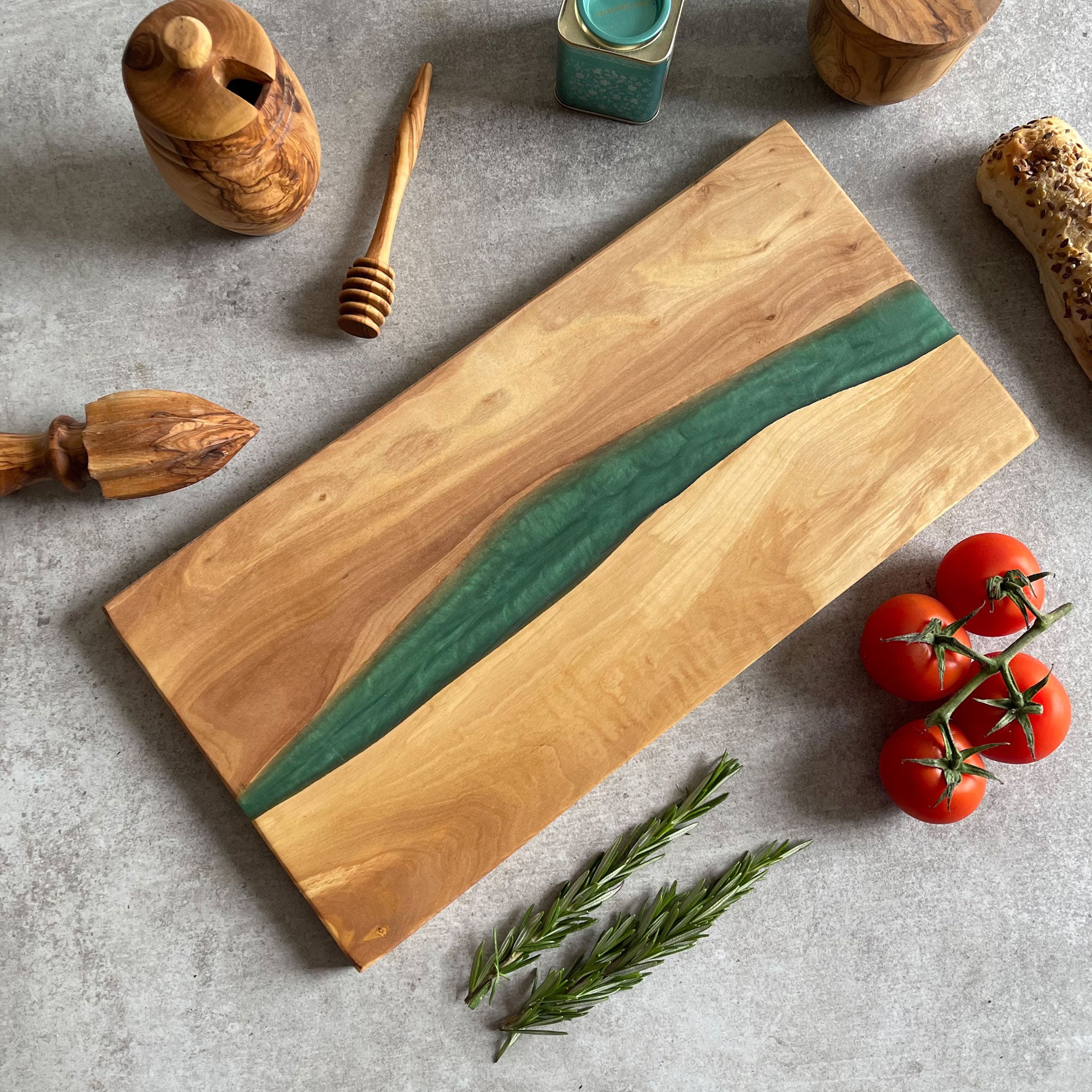 Olive Wood Green Resin Charcuterie Board discount