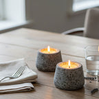 Set of 2 of Natural Granite Tealight Holders