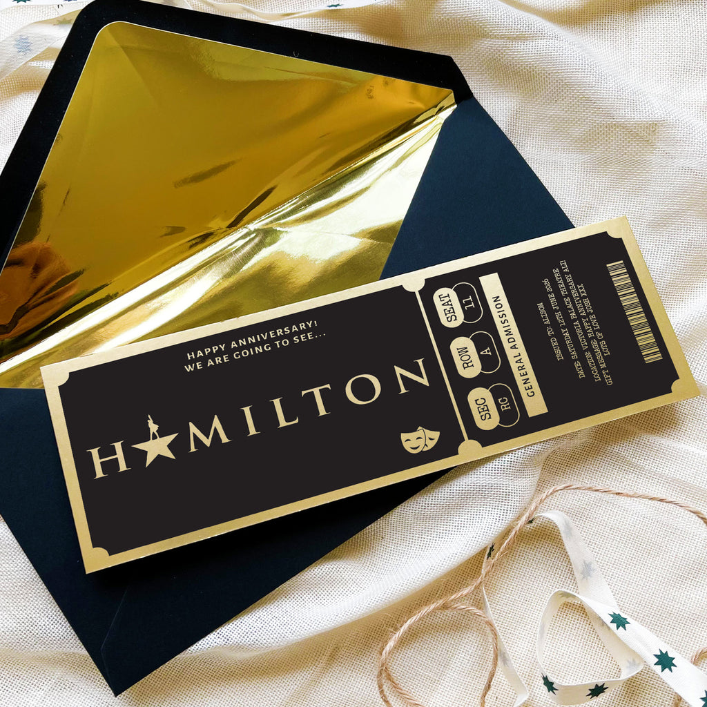 Personalised Gold Custom Theatre Show Ticket Keepsake