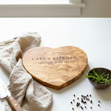 Personalised Heart Shaped Olive Wood Cheese Board
