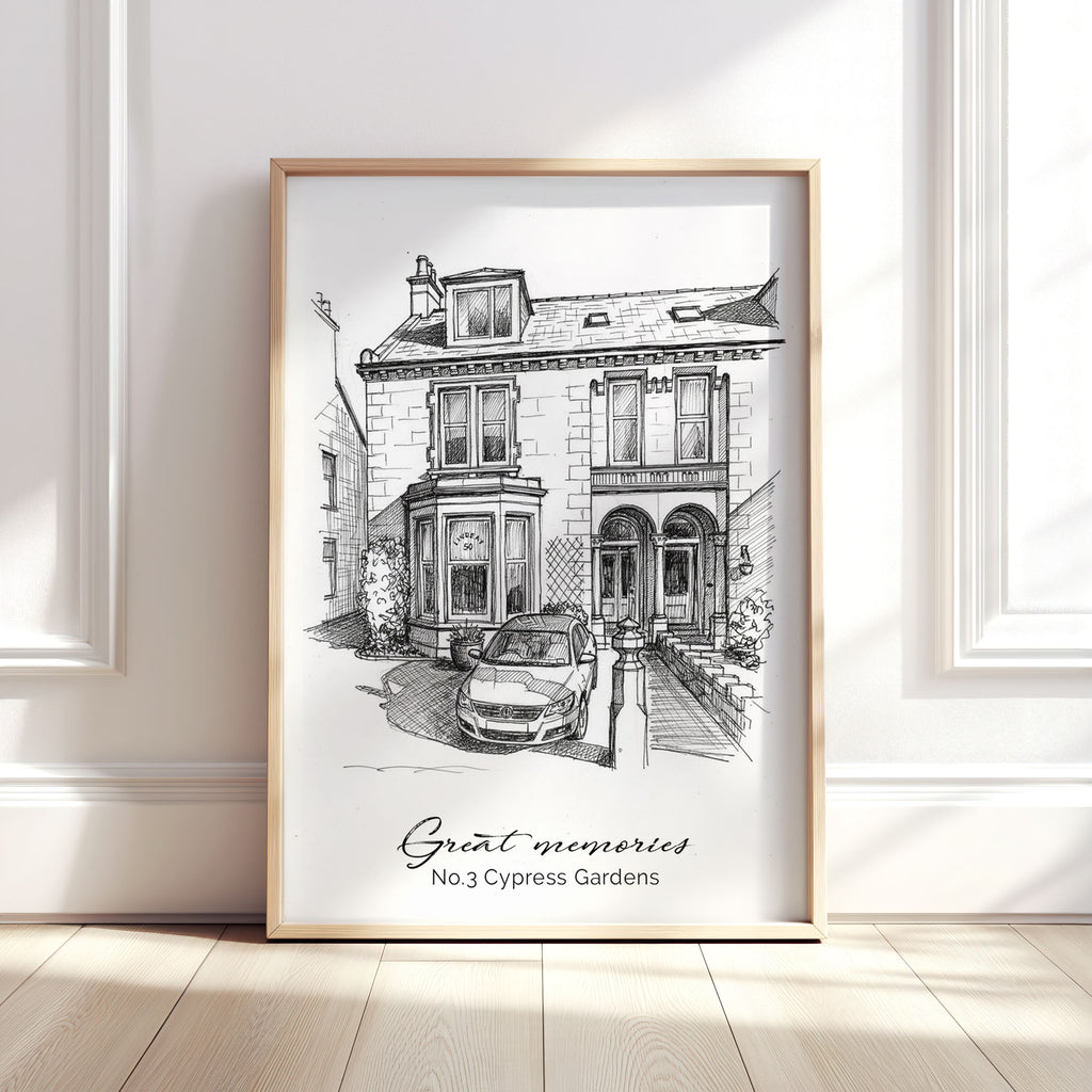 Personalised Heavy Pencil Sketch Venue Print
