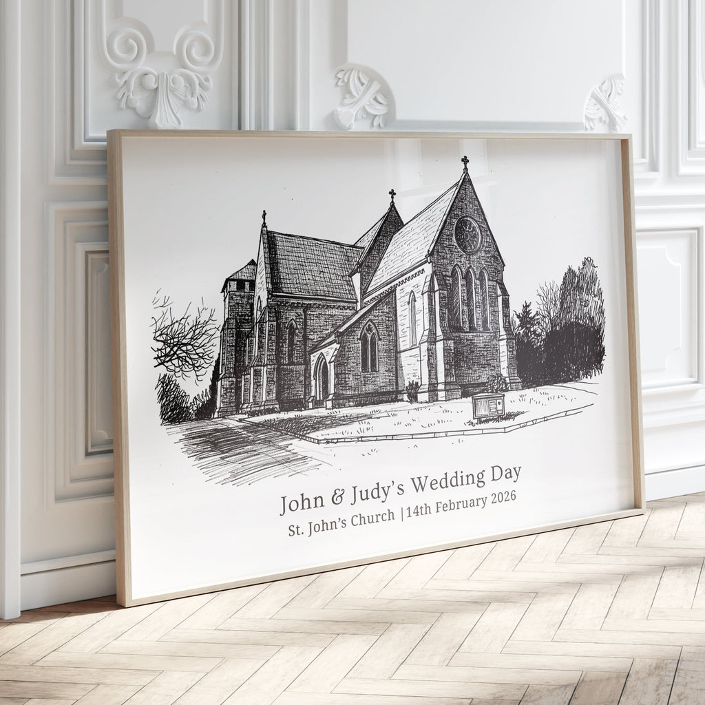 Personalised Heavy Pencil Sketch Venue Print