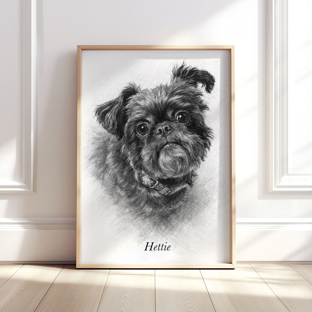 Personalised Black & White Pencil Sketch Dog and Pet Print