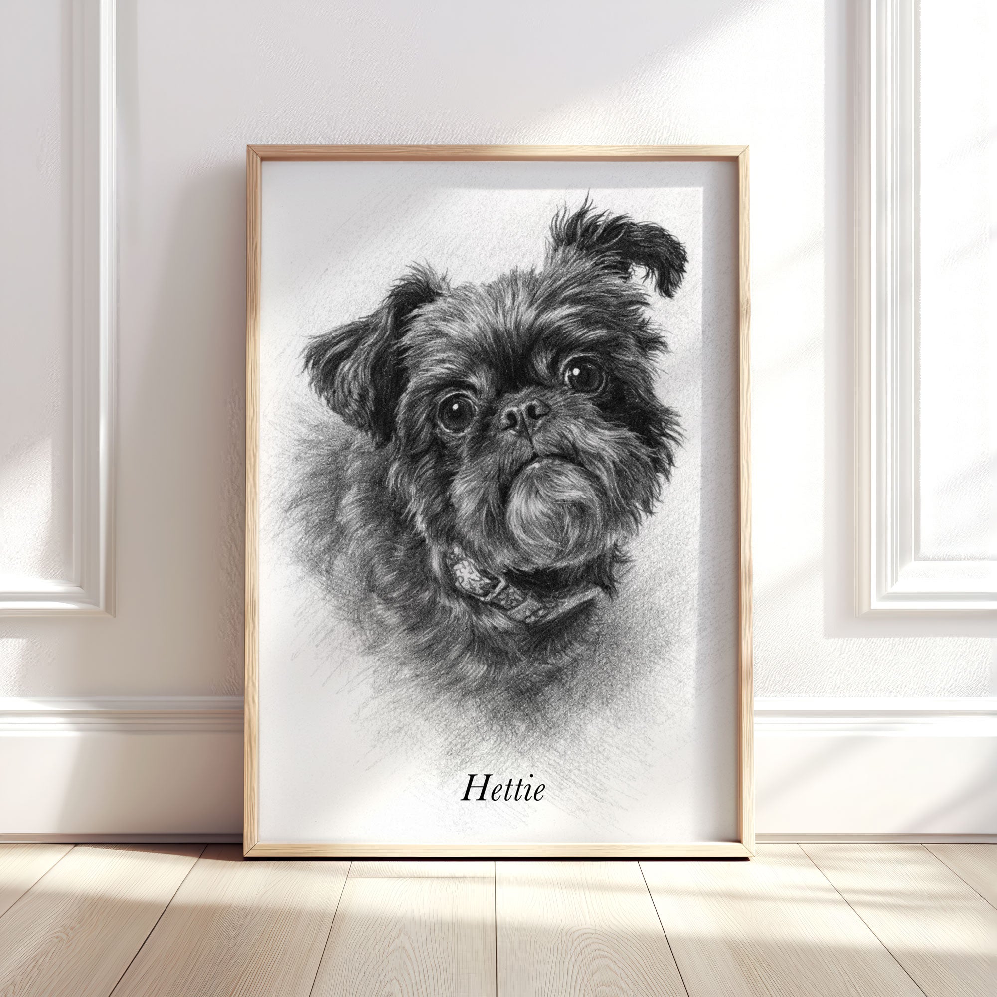 Personalised Black & White Pencil Sketch Dog and Pet Print