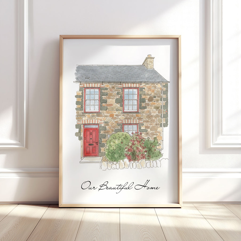 Personalised Watercolour Home Portrait Art Print