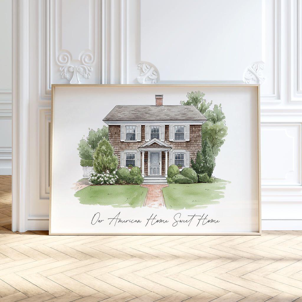 Personalised Watercolour Home Portrait Art Print