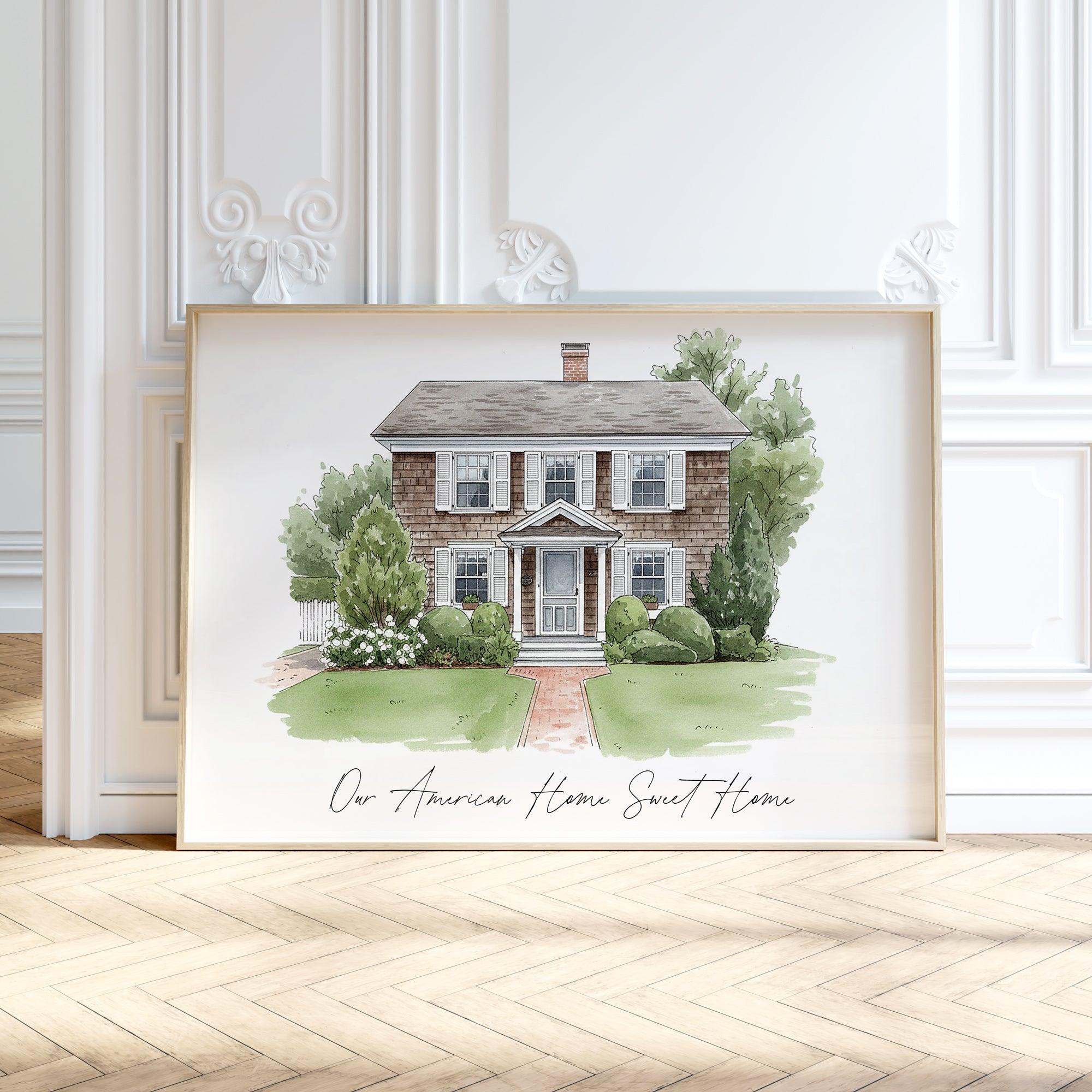 Personalised Watercolour Home Portrait Art Print