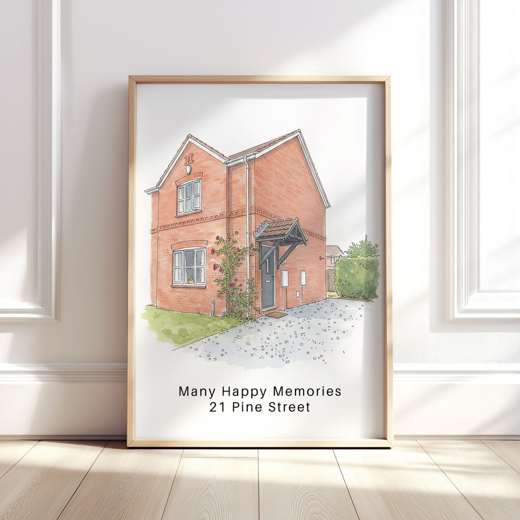 Personalised Watercolour Home Portrait Art Print