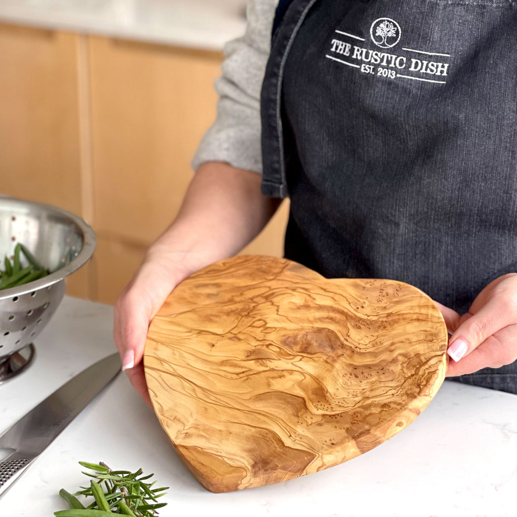 Heart Shaped Olive Wood Cheese Board -  Two Sizes