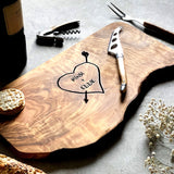 Personalised Rustic Carved Heart Cheese Board
