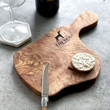 Your Own Logo Engraved Olive Wood Handled 30cm x 15cm Chopping/Cheese Board