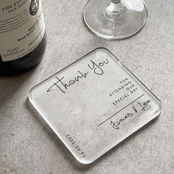 Personalised  Wedding Favour Acrylic Coaster