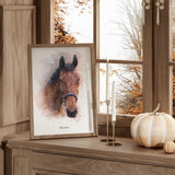 Personalised Watercolour Racehorse Portrait Print