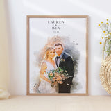Personalised Watercolour Wedding Day Portrait