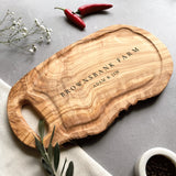 Personalized Handled Olive Wood Board Wedding Gift