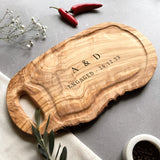 Personalized Handled Olive Wood Board Wedding Gift