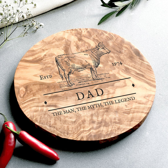 Personalised Round Olive Wood Cheeseboard