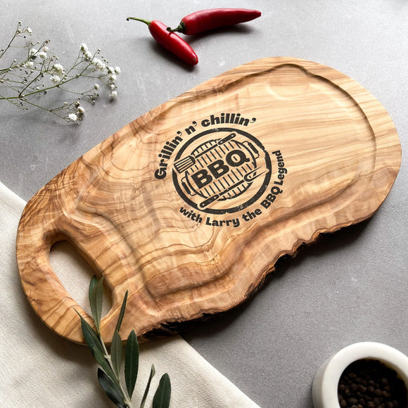 Personalized Handled Olive Wood BBQ board