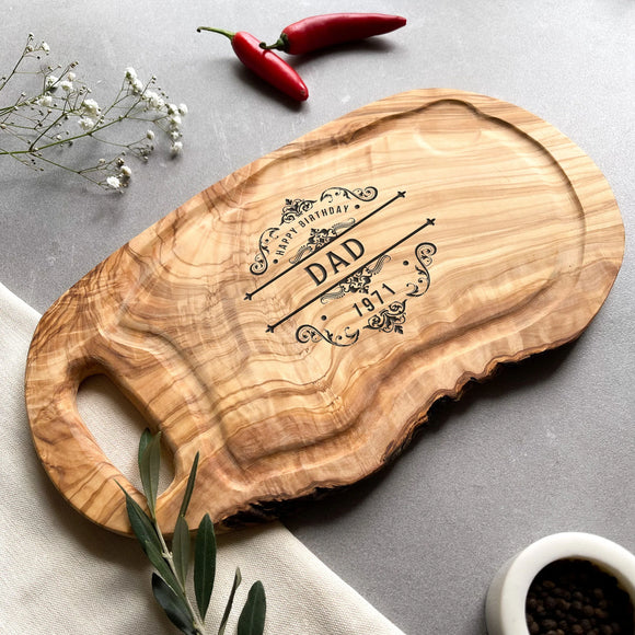 Personalized Handled Olive Wood Chopping Board