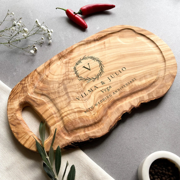 Personalized Olive Wood Cheeseboard Wedding Gift
