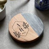 Personalised Marble and Acacia Wood Coaster