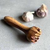 Mediterranean Olive Wood Garlic Masher - Length 15cm