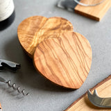 Set of 4 Italian Olive Wood Heart Coasters