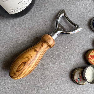 Handmade Italian Olive Wood and Stainless Steel Bottle Opener