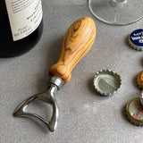 Handmade Italian Olive Wood and Stainless Steel Bottle Opener