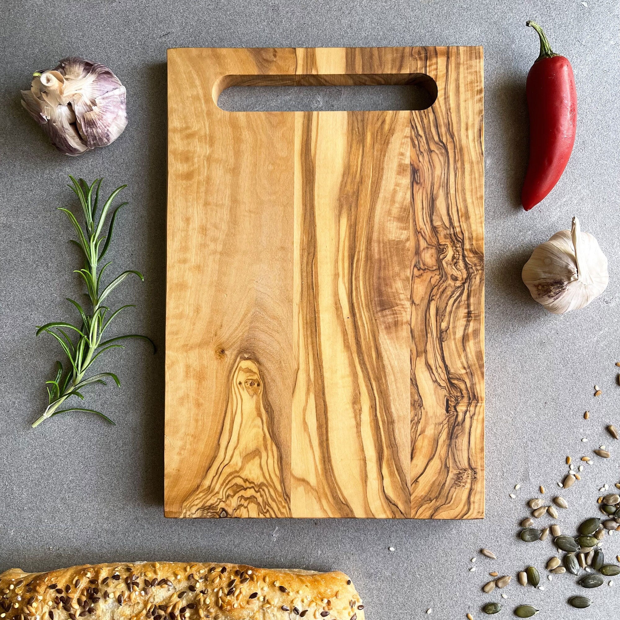 Mediterranean Italian Olive Wood Cheese, Cutting, Serving Board