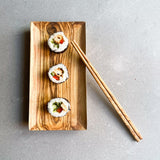 Olive Wood Sushi Set - Sushi Dish & 2 Pairs of Chopsticks