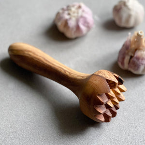 Mediterranean Olive Wood Garlic Masher - Length 15cm