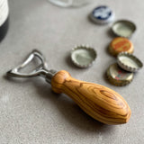 Handmade Italian Olive Wood and Stainless Steel Bottle Opener