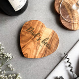 Personalised Olive Wood Heart Drinks Coaster