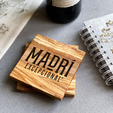 Your Own Logo Engraved Olive Wood Square Coaster