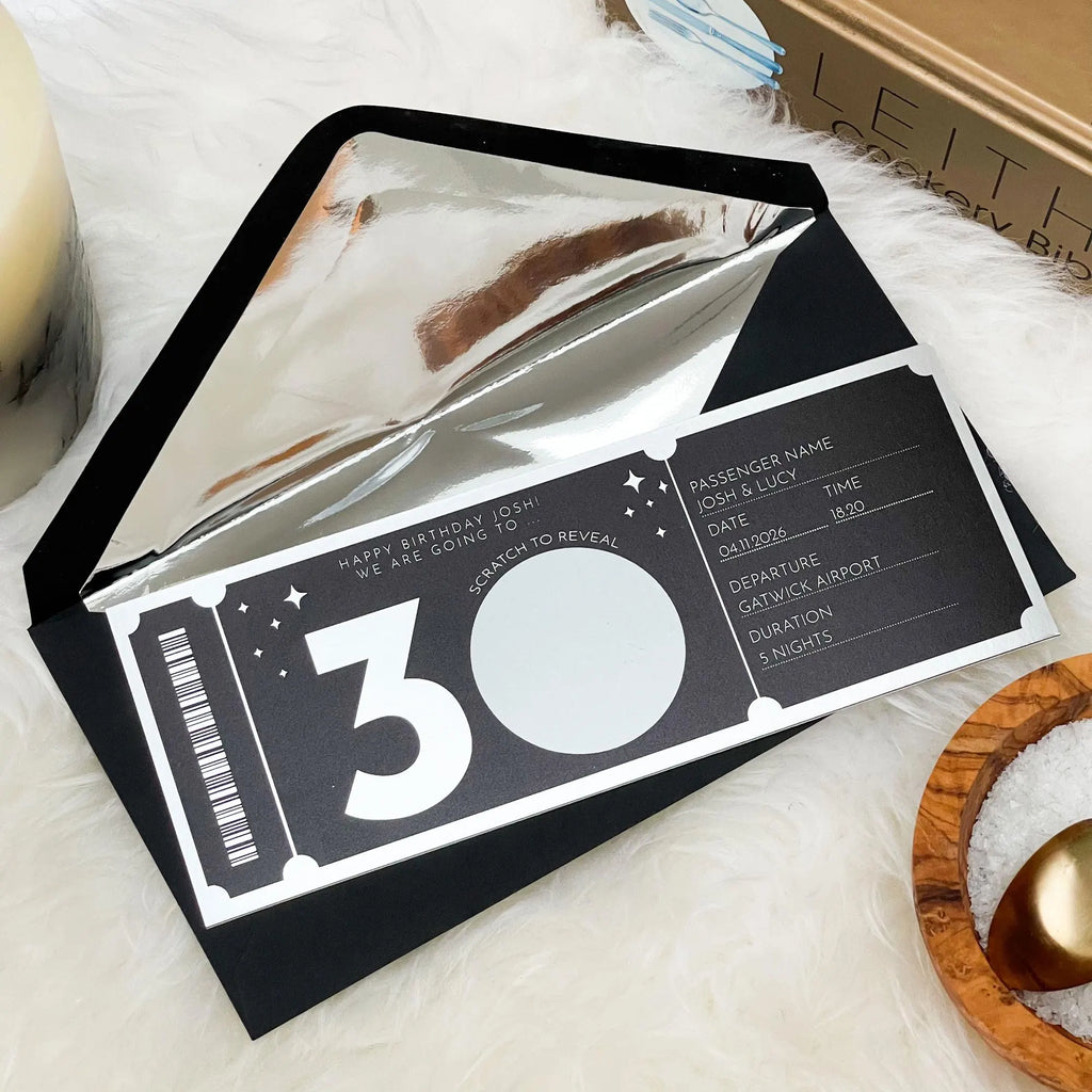 Personalised Gold or Silver Birthday Travel Scratch Ticket