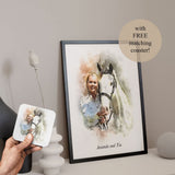 Personalised Watercolour Horse Pet Portrait with Free Coaster