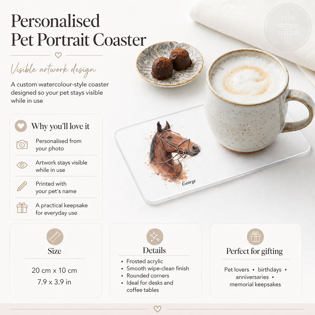 Personalised Watercolour Pet Portrait Coaster