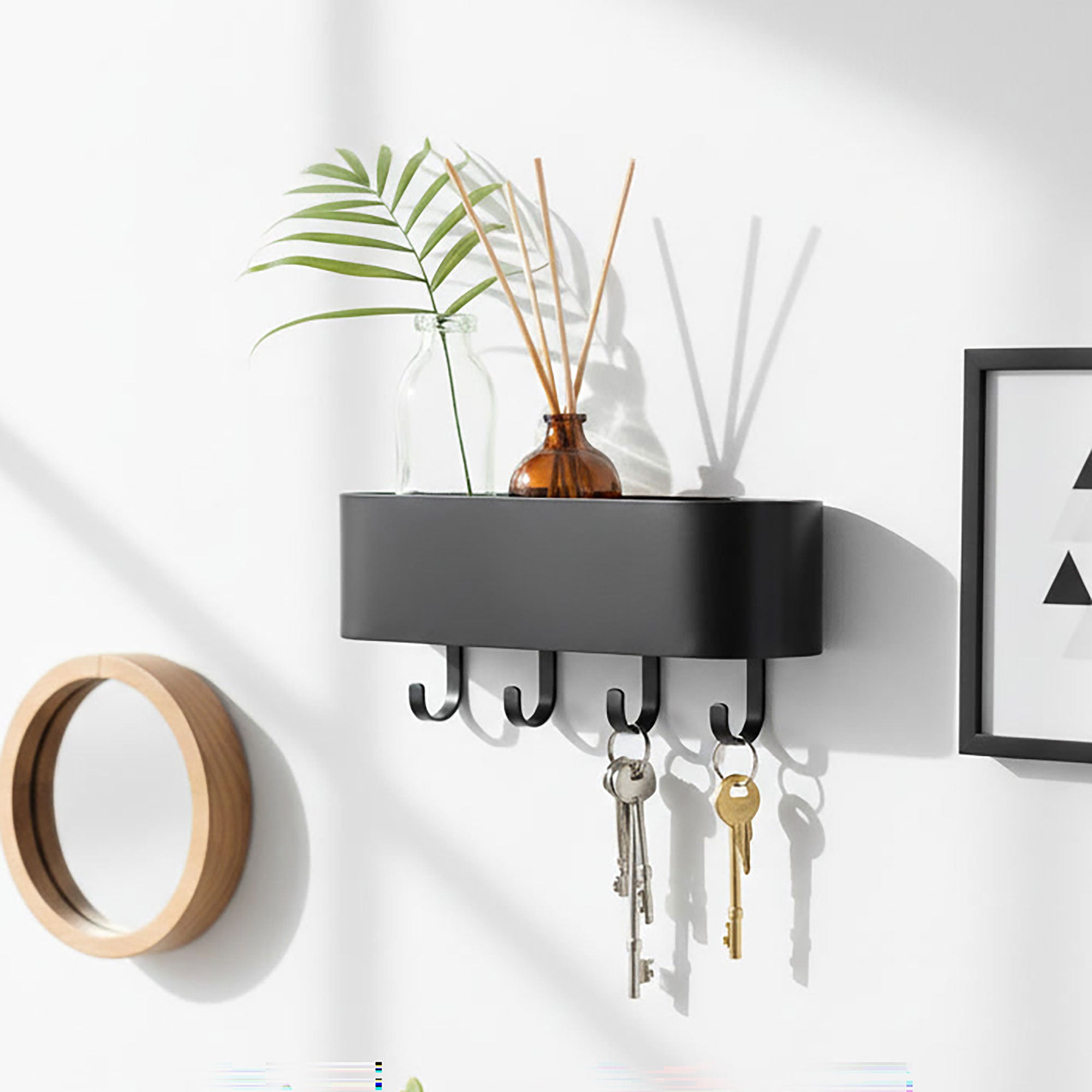 Steel Key Hook and Shelf - Charcoal or White