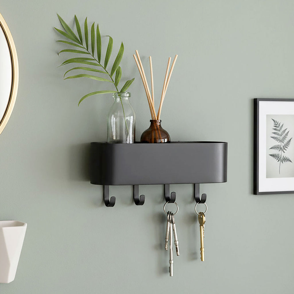 Steel Key Hook and Shelf - Charcoal or White