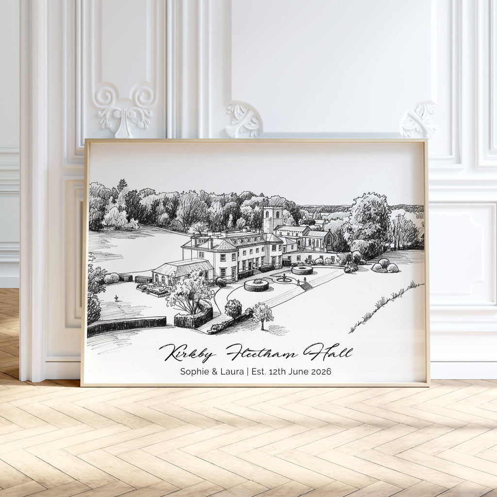 Personalised Heavy Pencil Sketch Venue Print